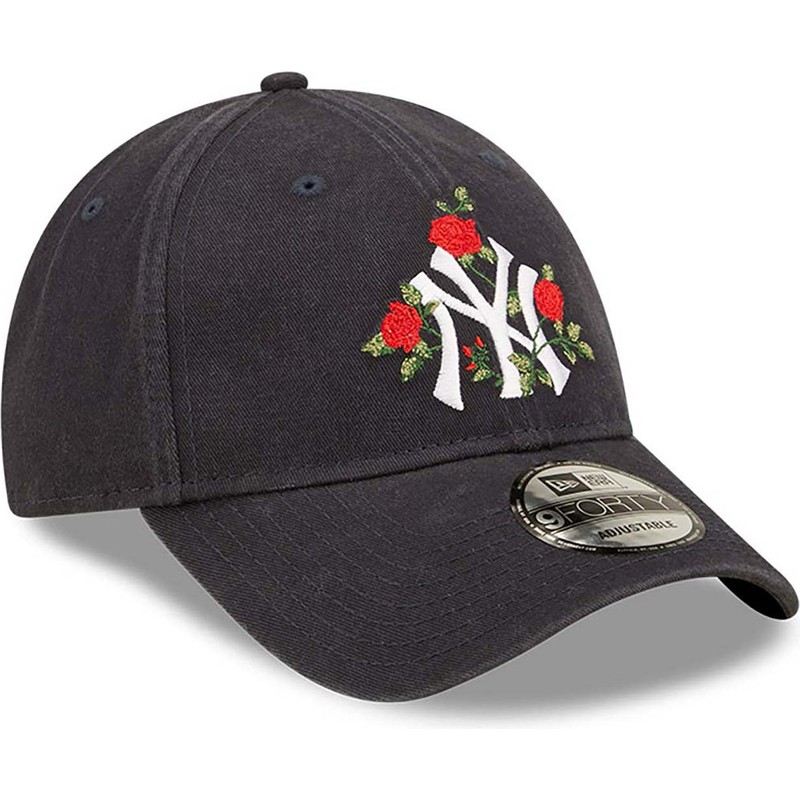 new-era-curved-brim-9forty-flower-new-york-yankees-mlb-navy-blue-adjustable-cap
