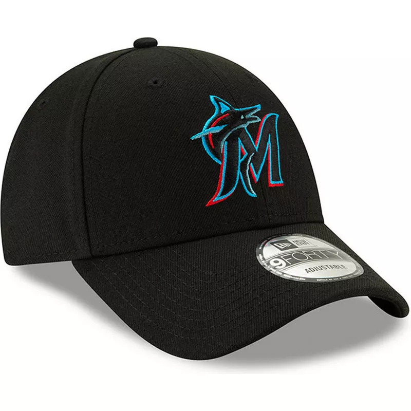 new-era-curved-brim-9forty-the-league-miami-marlins-mlb-black-adjustable-cap