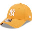 new-era-curved-brim-9forty-league-essential-new-york-yankees-mlb-orange-adjustable-cap