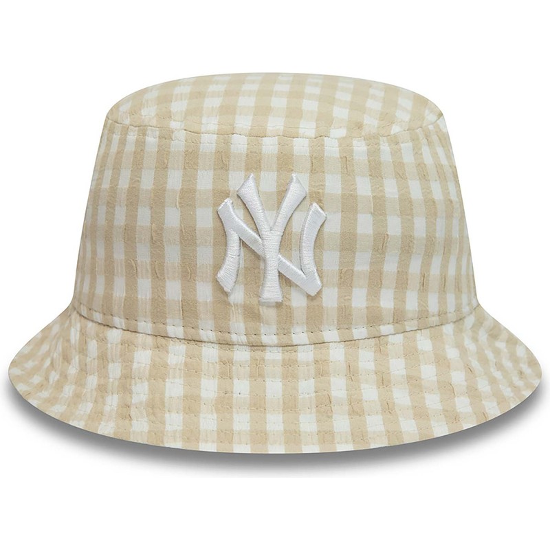 new-era-women-tapered-gingham-beige-bucket-hat