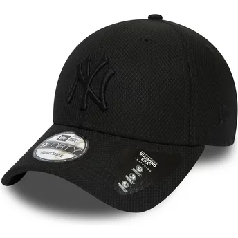 Καπέλο Νέας Εποχής με Καμπύλο Γείσο 9FORTY Diamond Era από τους New York Yankees MLB, Μαύρο με Ρυθμιζόμενη Εφαρμογή και Μαύρο Λο