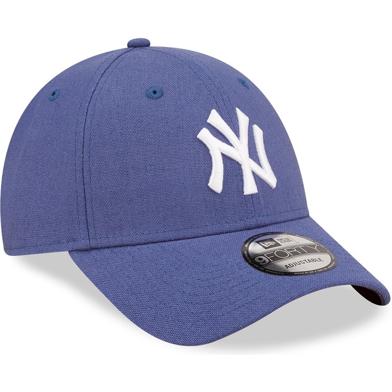 new-era-curved-brim-9forty-linen-new-york-yankees-mlb-blue-adjustable-cap