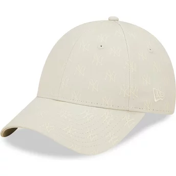 Νέα Εποχή Καμπυλωτή Μπριμ Γυναίκες 9FORTY Monogram New York Yankees MLB Μπεζ Ρυθμιζόμενο Καπέλο