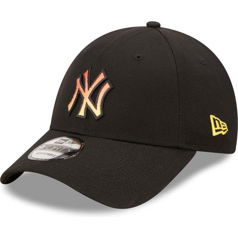 new-era-curved-brim-orange-logo-9forty-gradient-infill-new-york-yankees-mlb-black-adjustable-cap