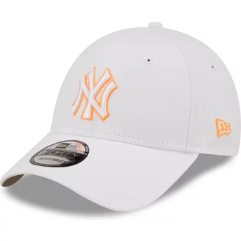 Νέα Εποχή Καμπυλωτή Παρειά Πορτοκαλί Λογότυπο 9FORTY Νέον Περίγραμμα New York Yankees MLB Λευκό Ρυθμιζόμενο Καπέλο