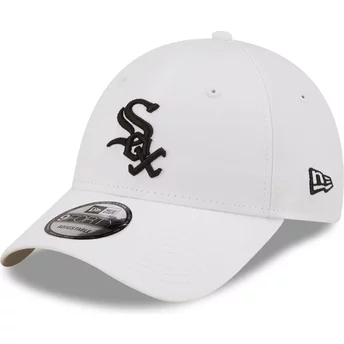 Νέα Εποχή Καμπυλωτό Πετο Μαύρο Λογότυπο 9FORTY League Essential Chicago White Sox MLB Λευκό Ρυθμιζόμενο Καπέλο