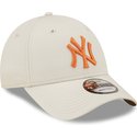 new-era-curved-brim-orange-logo-9forty-league-essential-new-york-yankees-mlb-beige-adjustable-cap