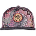 djinns-flat-brim-peacock-linen-black-snapback-cap