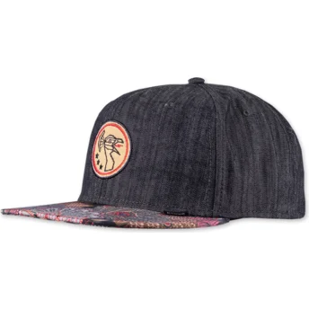 Μαύρο επίπεδο καπέλο snapback Peacock Linen Rev της Djinns