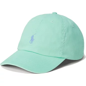 Καπέλο Polo Ralph Lauren με καμπυλωτό γείσο, μπλε λογότυπο, από βαμβακερό ύφασμα chino, κλασικό αθλητικό, σε ανοιχτό πράσινο χρώ
