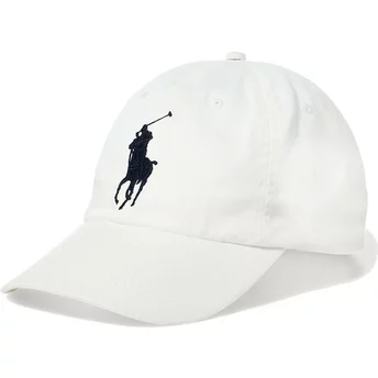 Καπέλο Polo Ralph Lauren με καμπυλωτό γείσο, μαύρο λογότυπο Big Pony, κλασικό αθλητικό στυλ Chino, λευκό, ρυθμιζόμενο