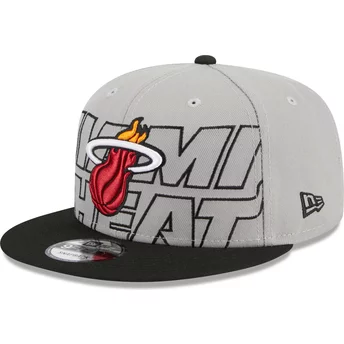 Καπέλο New Era Flat Brim 9FIFTY Draft Edition 2023 Miami Heat NBA Γκρι και Μαύρο Snapback