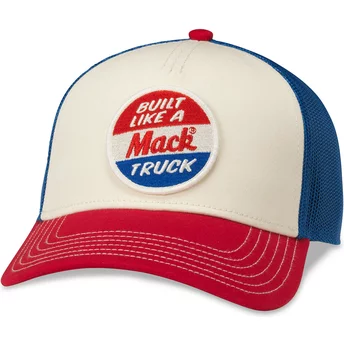 Αμερικανική Βελόνα Mack Trucks Twill Valin Κεντημένο Λευκό, Μπλε και Κόκκινο Snapback Καπέλο Οδηγού Φορτηγού