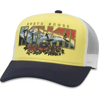 Αμερικανική Βελόνα Χαβάης Βόρεια Ακτή Riptide Valin Κίτρινο, Λευκό και Μαύρο Snapback Trucker Καπέλο