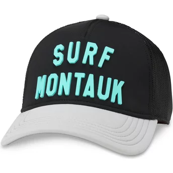 American Needle Surf Montauk Riptide Valin Black and Grey Snapback Trucker Hat