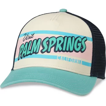 Αμερικανικό Βελόνα Παλμ Σπρινγκς Καλιφόρνια Sinclair Μπεζ, Ναυτικό Μπλε και Πράσινο Snapback Trucker Καπέλο