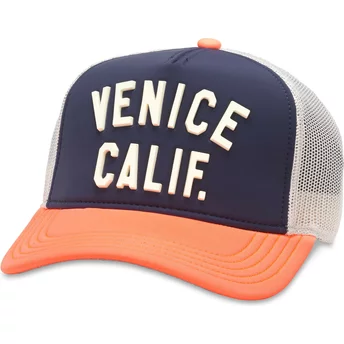 Αμερικάνικη Βελόνα Βενετία Παραλία Καλιφόρνια Riptide Valin Σκούρο Μπλε, Άσπρο και Πορτοκαλί Snapback Trucker Καπέλο