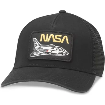 American Needle NASA Twill Valin Patch Black Snapback Trucker Hat
