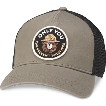 Καφέ και μαύρο καπέλο τράκερ snapback Smokey Bear Valin της American Needle