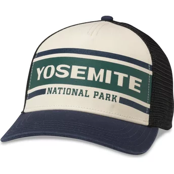 Αμερικανική Βελόνα Εθνικό Πάρκο Yosemite Sinclair Μπεζ, Μαύρο και Σκούρο Μπλε Καπέλο Trucker με Κλιπ Πίσω