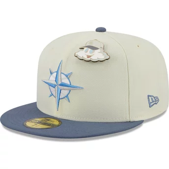 Νέα Εποχή Επίπεδο Πείσμα 59FIFTY Τα Στοιχεία Αέρας Καρφίτσα Seattle Mariners MLB Γκρι και Μπλε Προσαρμοσμένο Καπέλο