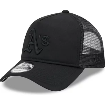 Νέα Εποχή Μαύρο Λογότυπο 9FORTY Α Frame Όλη Μέρα Trucker Oakland Athletics MLB Μαύρο Καπέλο Trucker