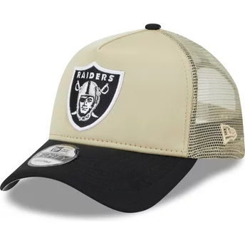 Νέα Εποχή 9FORTY Α Πλαίσιο Ολοήμερο Τρακερός Las Vegas Raiders NFL Μπεζ και Μαύρο Καπέλο Τρακερού