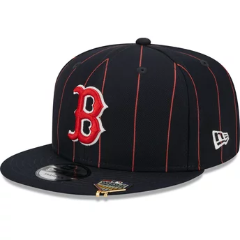 New Era Flat Brim 9FIFTY Pinstripe Visor Clip Boston Red Sox MLB Navy Blue Snapback Cap