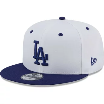 Καπέλο New Era Flat Brim με Μπλε Λογότυπο 9FIFTY με Άσπρο Σήμα Λευκού Πέτου ομάδας Los Angeles Dodgers του MLB και Άσπρο και Μπλ