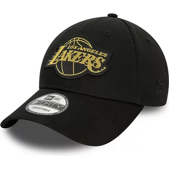 Νέα Εποχή Καμπύλη Μπριμ 9FORTY Μεταλλικό Σήμα Λος Άντζελες Λέικερς NBA Μαύρο Ρυθμιζόμενο Καπέλο