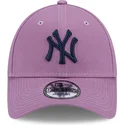 new-era-curved-brim-navy-blue-logo-9forty-league-essential-new-york-yankees-mlb-purple-adjustable-cap