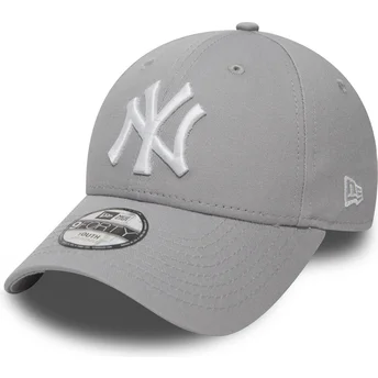 new-era-curved-brim-youth-9forty-essential-new-york-yankees-mlb-grey-adjustable-cap