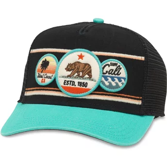 Αμερικανική Βελόνα Καλιφόρνια Domino Μαύρο και Μπλε Καπέλο Trucker Snapback
