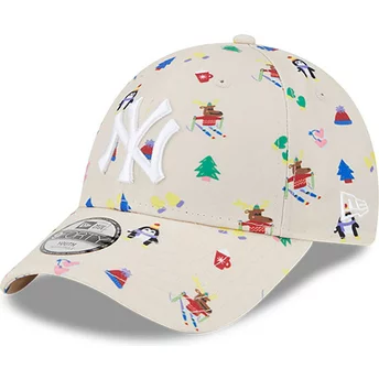 Νέα Εποχή Καμπυλωτή Περίμετρος Καπέλο για Νέους 9FORTY Εορταστικό New York Yankees MLB Μπεζ Ρυθμιζόμενο Καπέλο