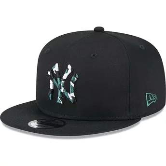 Νέα Εποχή Επίπεδο Περίγραμμα Μπλε Λογότυπο 9FIFTY Εποχιακή Συμπλήρωση Νέας Υόρκης Yankees MLB Μαύρο Snapback Καπέλο