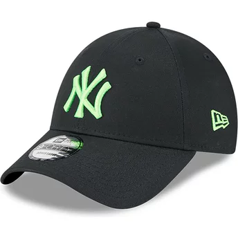 Νέα Εποχή Καμπυλωτό Γείσος Πράσινο Λογότυπο 9FORTY Νέον Νέας Υόρκης Γιάνκις MLB Μαύρο Ρυθμιζόμενο Καπέλο