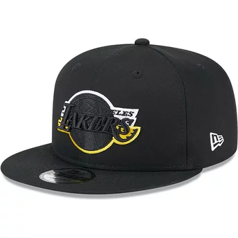 Νέα Εποχή Επίπεδο Περίγραμμα 9FIFTY Διαιρεμένο Λογότυπο Λος Άντζελες Λέικερς NBA Μαύρο Καπέλο με Κλιπ