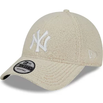Νέα Εποχή Καμπυλωτή Περίμετρος 9FORTY Teddy New York Yankees MLB Μπεζ Ρυθμιζόμενο Καπέλο