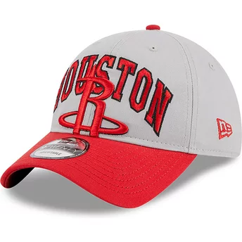Νέα Εποχή Καμπυλωτή Πτέρυγα 9TWENTY Tip Off 2023 Houston Rockets NBA Γκρι και Κόκκινο Ρυθμιζόμενο Καπέλο