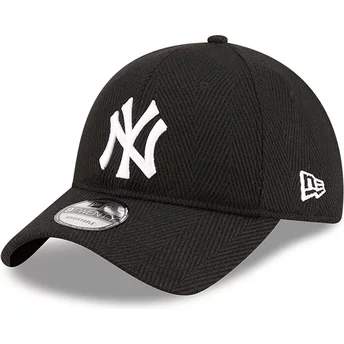 Νέα Εποχή Καμπυλωτό Περίγραμμα 9TWENTY Herringbone New York Yankees MLB Μαύρο Ρυθμιζόμενο Καπέλο
