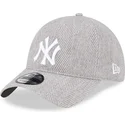 new-era-curved-brim-9twenty-herringbone-new-york-yankees-mlb-grey-adjustable-cap