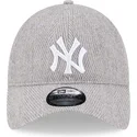 new-era-curved-brim-9twenty-herringbone-new-york-yankees-mlb-grey-adjustable-cap