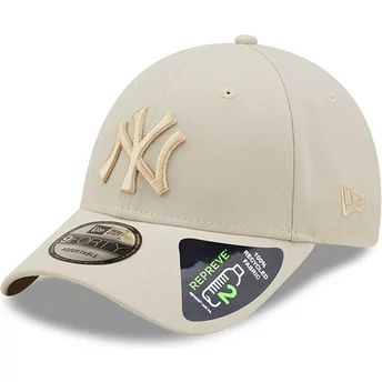 Καπέλο Snapback της New Era με καμπυλωτό γείσο New York Yankees MLB Beige 9FORTY Tonal REPREVE με Μπεζ Λογότυπο