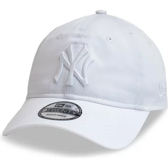 Νέα Εποχή Καμπυλωτό Πετο Λευκό Λογότυπο 9TWENTY League Essential New York Yankees MLB Λευκό Ρυθμιζόμενο Καπέλο