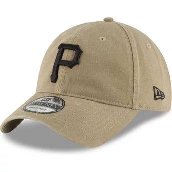 Νέα Εποχή Καμπυλωτό Περίγραμμα Μαύρο Λογότυπο 9TWENTY Core Classic Pittsburgh Pirates MLB Ρυθμιζόμενο Καπέλο σε Ανοιχτό Καφέ Χρώ
