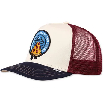 Μπεζ, κόκκινο και μπλε τράκερ καπέλο Food Peace Pizza HFT από την Djinns