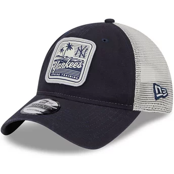 Μπλε ναυτικό και λευκό trucker καπέλο 9TWENTY Stripe των New York Yankees MLB από την New Era