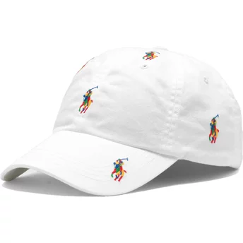 Λευκό ρυθμιζόμενο καπέλο με καμπύλη και πολύχρωμο λογότυπο Classic Sport Multi από τον Polo Ralph Lauren