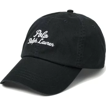 Μαύρος ρυθμιζόμενος καπέλο με καμπύλη γείσο Chino Classic Sport Script του Polo Ralph Lauren