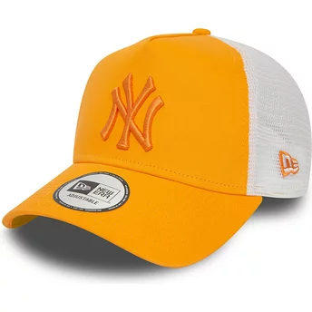 Gorra trucker naranja y blanca con logo naranja A Frame League Essential de New York Yankees MLB de New Era